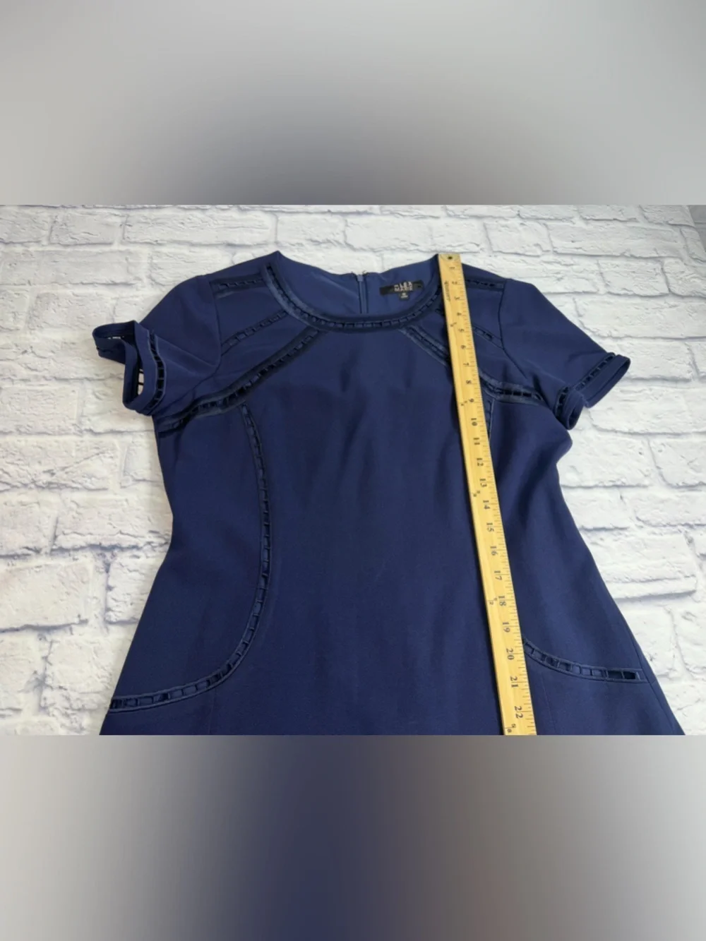 Alex Marie Classic Navy Short-Sleeve A-Line Dress. Size 10.